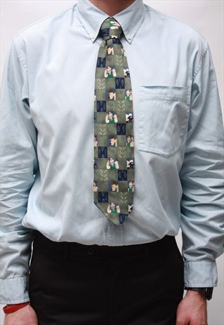 VINTAGE 90' OLDSCHOOL CARTOON GREEN TIE