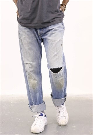 LEVI'S VINTAGE BLUE DENIM PAINT 501 JEANS