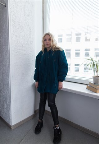 VINTAGE 80'S BLUE HOODED PARKA COAT