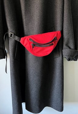 Monochrome Nylon Red Street Wear Fanny Pack Waist Bag