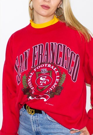 VINTAGE 90'S OVERSIZED FIT RED AMERICAN COLLEGE SWEATSHIRT
