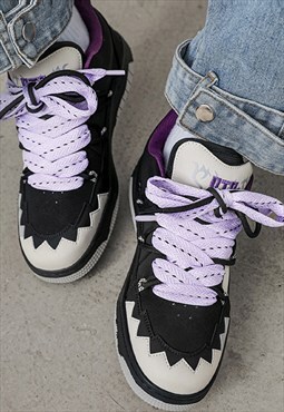 Grunge high tops chunky sole trainers skater shoes in black 