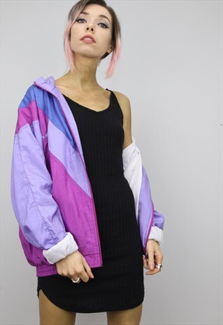 VINTAGE 80S/90S OVERSIZED COLOURFUL SHELL WINDBREAKER JACKET