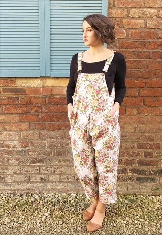 HANDMADE FLORAL DUNGAREES JUMPSUIT RELAXED FIT