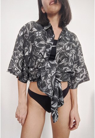 VINTAGE PATTERNED MENS OVERSIZED SHORT SLEEVES SHIRT