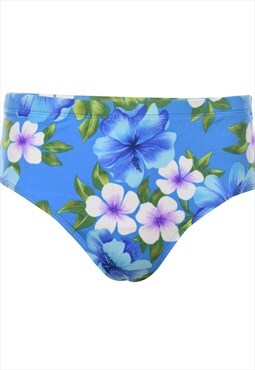 Vintage Blue Floral Bikini Bottoms - M