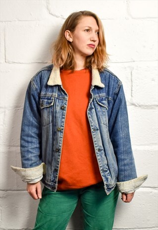 VINTAGE SHERPA BLUE DENIM JACKET