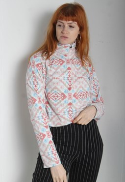 Vintage Crazy Patterned Fleece Sweatshirt Multi