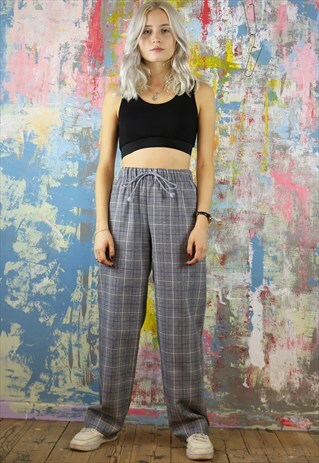 TROUSERS IN GREY CHECK WITH BLUE