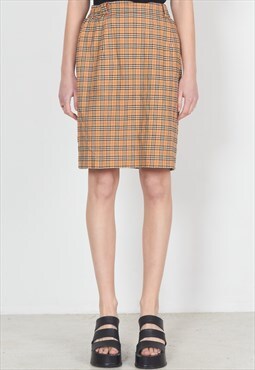  Vintage Brown BURBERRYS Nova Checkered Mini Skirt