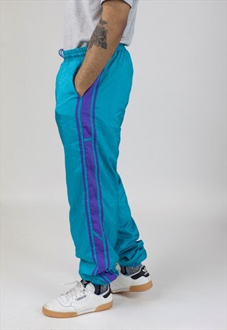 VINTAGE TURQUOISE SHELL TRACKSUIT BOTTOMS