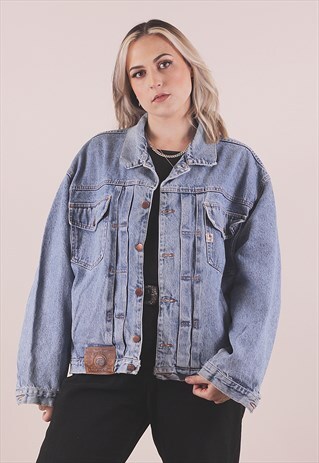 VINTAGE 90S GRUNGE OVERSIZED BLUE DENIM JACKET /A20042