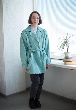 VINTAGE 80'S WASHED GREEN LIGHT PARKA COAT