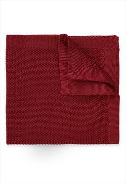 Polyester Knitted Pocket Square In Burgundy Red