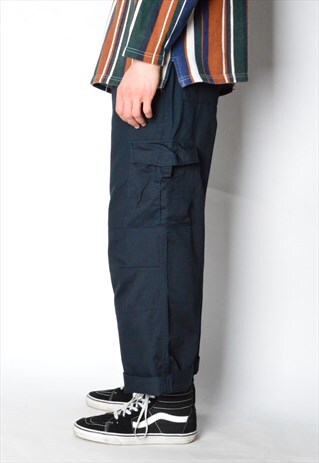 VINTAGE 90S NAVY BLUE CARGO WORK PANTS