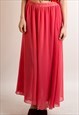 Chiffon Maxi Skirt with Underlay in Pink