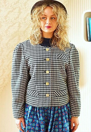 BLACK&WHITE CHECKED VINTAGE JACKET