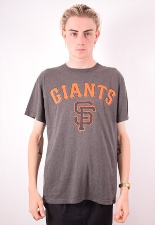 MAJESTIC MENS VINTAGE GIANTS SF T-SHIRT TOP LARGE GREY 90S