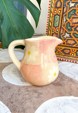Vintage Gingham and Daisy Small Ceramic Jug