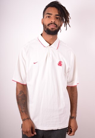NIKE MENS VINTAGE POLO SHIRT XL WHITE 90S