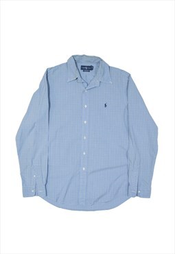 RALPH LAUREN Custom Fit Shirt Blue Check Long Sleeve Mens L