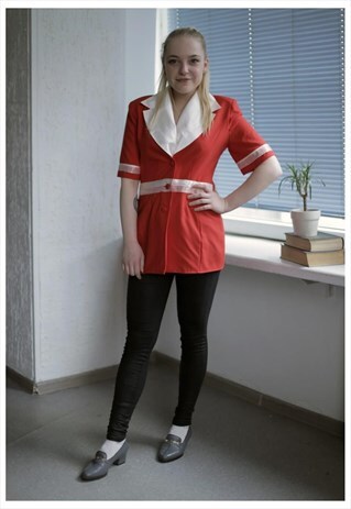 VINTAGE 70'S RED SHORT SLEEVES LONG JACKET