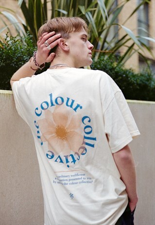 COLOUR COLLECTIVE 'WALLFLOWER' GRAPHIC TEE IN NATURAL
