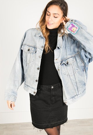 VINTAGE 80S LEVI'S PATCHED DENIM JACKET / R0948