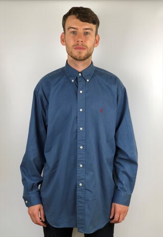 RALPH LAUREN BLUE OVERSIZED OXFORD SHIRT