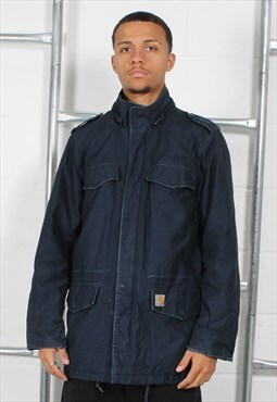 Vintage Carhartt Work Jacket in Navy with Logo Large