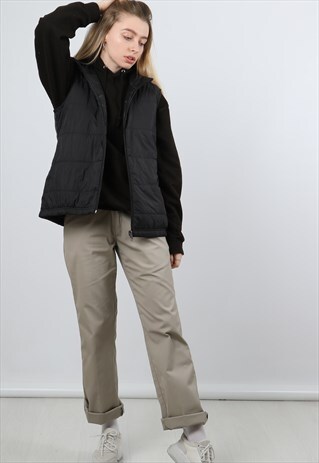 VINTAGE CHAMPION LARGE BLACK PADDED GILLET JACKET