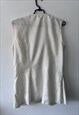 VINTAGE WHITE SATIN SLEEVELESS BLOUSE / VEST - LARGE 