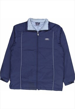 Umbro 90's Spellout Zip Up Puffer Jacket Small Blue