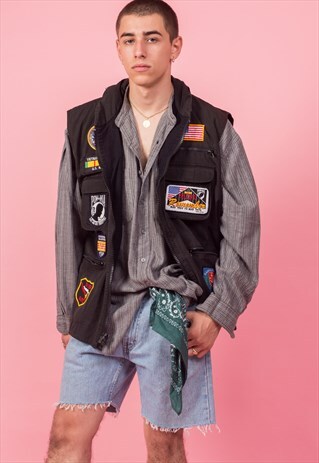 SLEEVELESS VIETNAM VETERAN BLACK JACKET