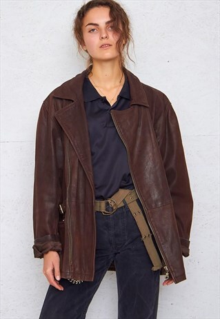VINTAGE BROWN ROCO-BAROCO LEATHER JACKET