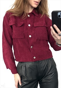 Crop Cord Buttoned Jacket - Small