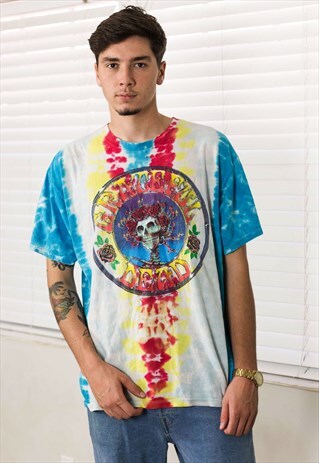 VINTAGE TIE DYE GRATEFUL DEAD BAND T-SHIRT L 7.6