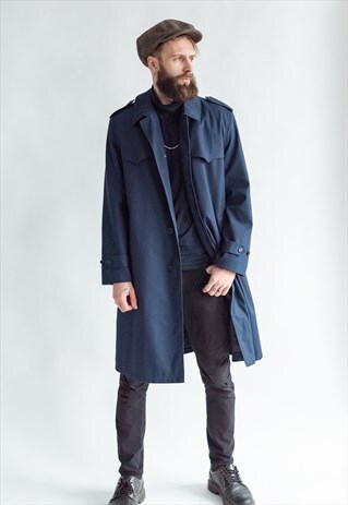 VINTAGE 60S CLASSIC TRENCH COAT IN BLUE