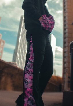 Handmade Y2K Graphic Print and Velour Tracksuit Bottoms