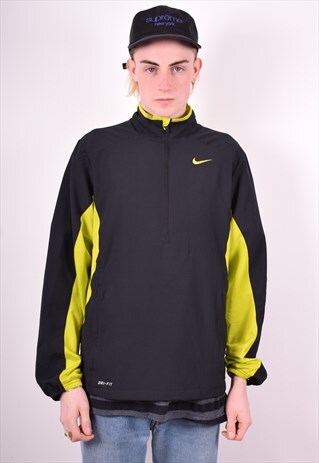 NIKE MENS VINTAGE PULLOVER JACKET MEDIUM BLACK 90'S