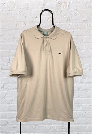 VINTAGE NIKE POLO SHIRT BEIGE LARGE