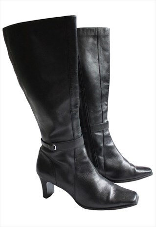 Y2K Clarks Black Knee High Leather Boots