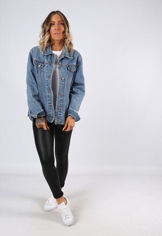 DENIM JACKET OVERSIZED FITTED ESPRIT VINTAGE UK 16 (C1S)