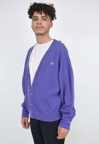VINTAGE 90'S LACOSTE PURPLE CARDIGAN
