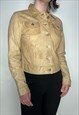 VINTAGE GAP LEATHER JACKET TAN BLAZER Y2K EMBROIDERED