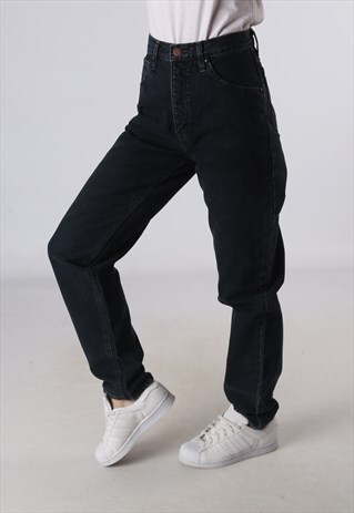 VINTAGE HIGH WAISTED DENIM JEANS WIDE TAPERED UK 10 (KA5O)