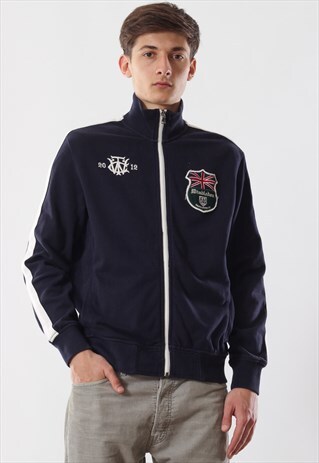 VINTAGE POLO RALPH LAUREN WIMBLEDON SWEATSHIRT FULL ZIP BLUE