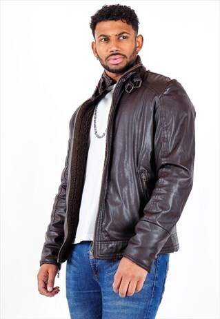 VINTAGE SHERPA LINED LEATHER JACKET J3360