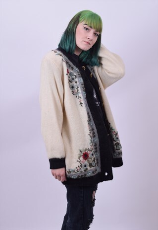 VINTAGE 80'S OVERSIZED MOHAIR CARDIGAN JACKET SIZE MEDIUM