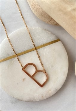 Gold Letter Initial Monogram B pendant Charm Necklace